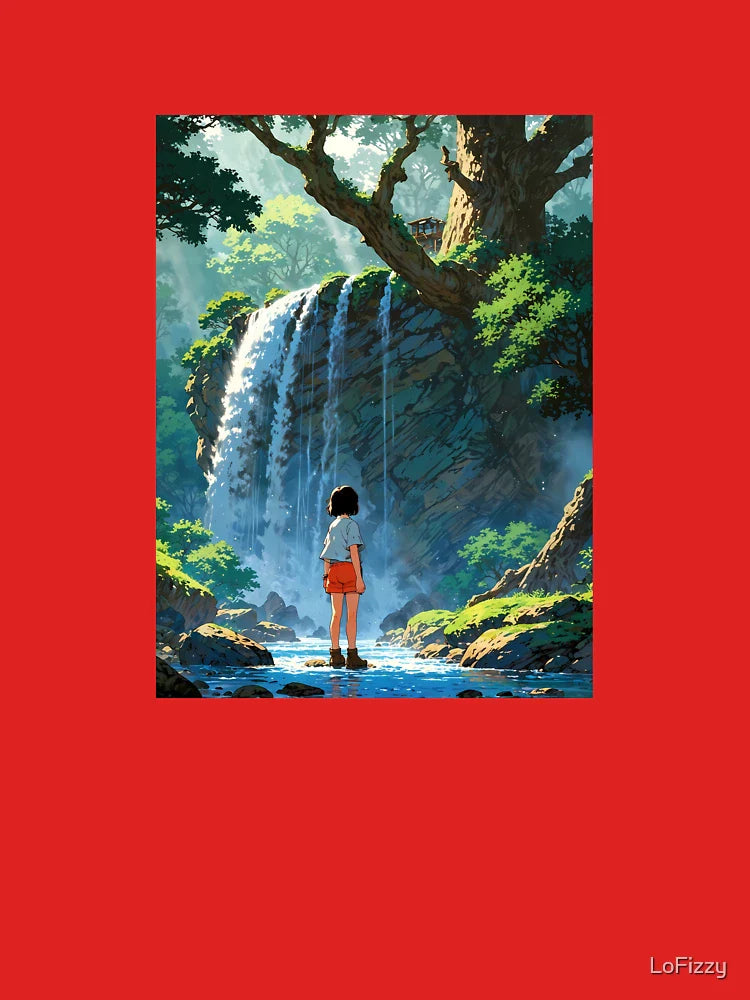 Waterfall Girl - A Dreamy Retro Anime Artwork Classic T-Shirt