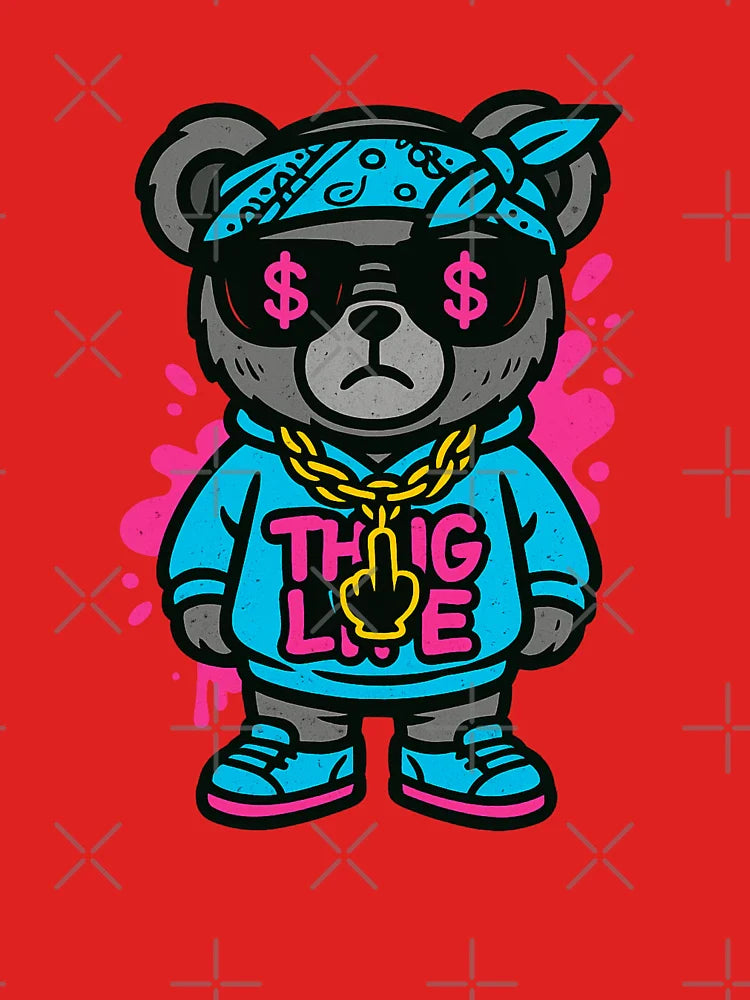 Thug Life Bear – Gangsta Plush Street Art – Hood Attitude Teddy Design Classic T-Shirt