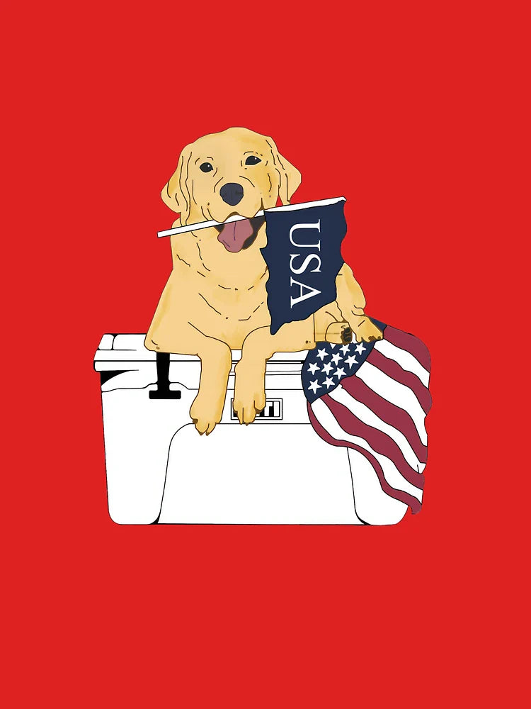 Dog USA Flag Bubble Golden Retriever 4th July Independence Day American Flag Lover Classic T-Shirt