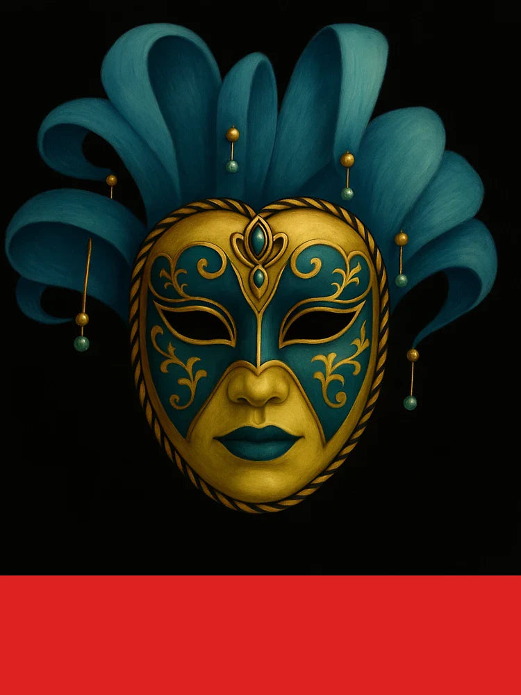 Venetian Mask of Mystery – Gold & Teal Elegance Classic T-Shirt