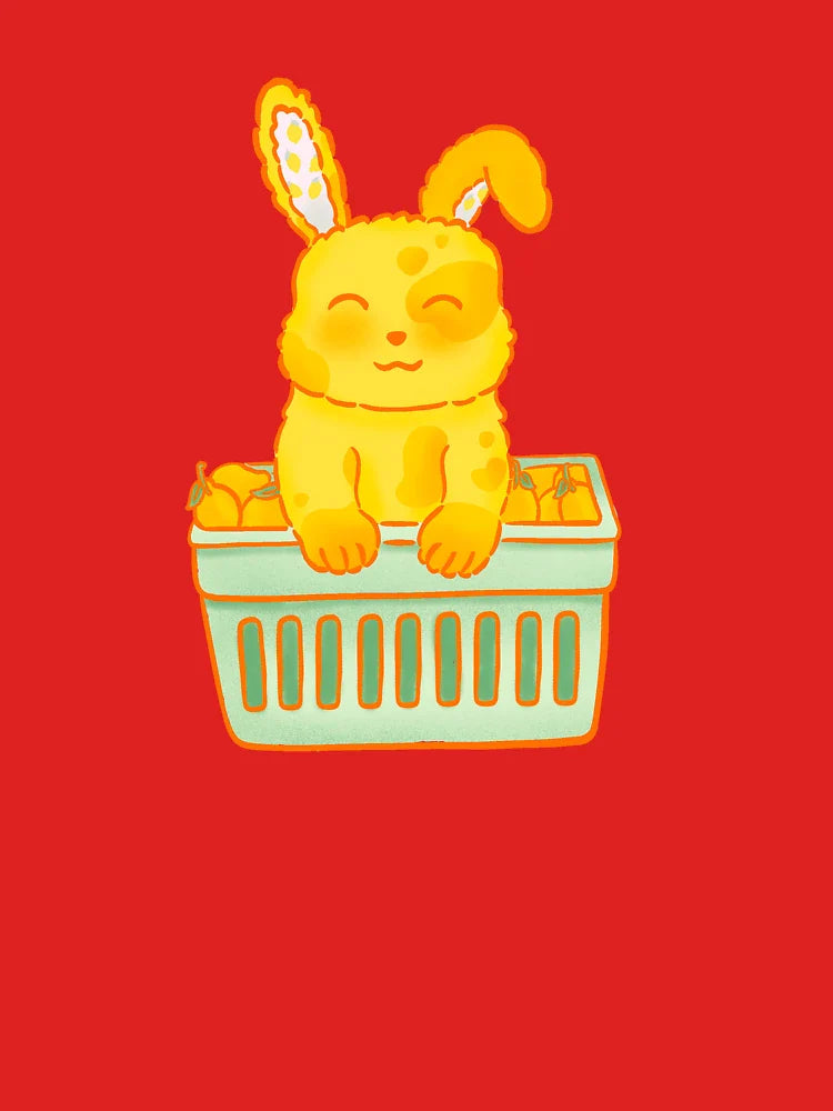 Lemon Bunny in Shopping Basket – Cute Kawaii Pastel Animal Design Classic T-Shirt