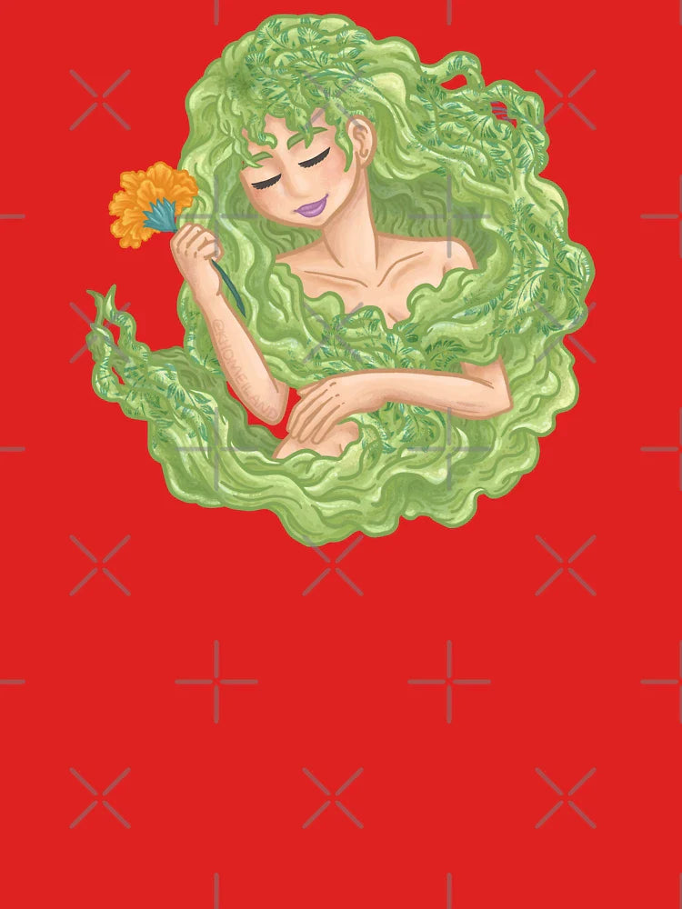 Woman Holding a marigold Flower Classic T-Shirt