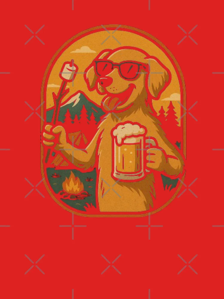 Camping Dog With Beer & Marshmallow | Funny Outdoor Adventure Tee Classic T-Shirt