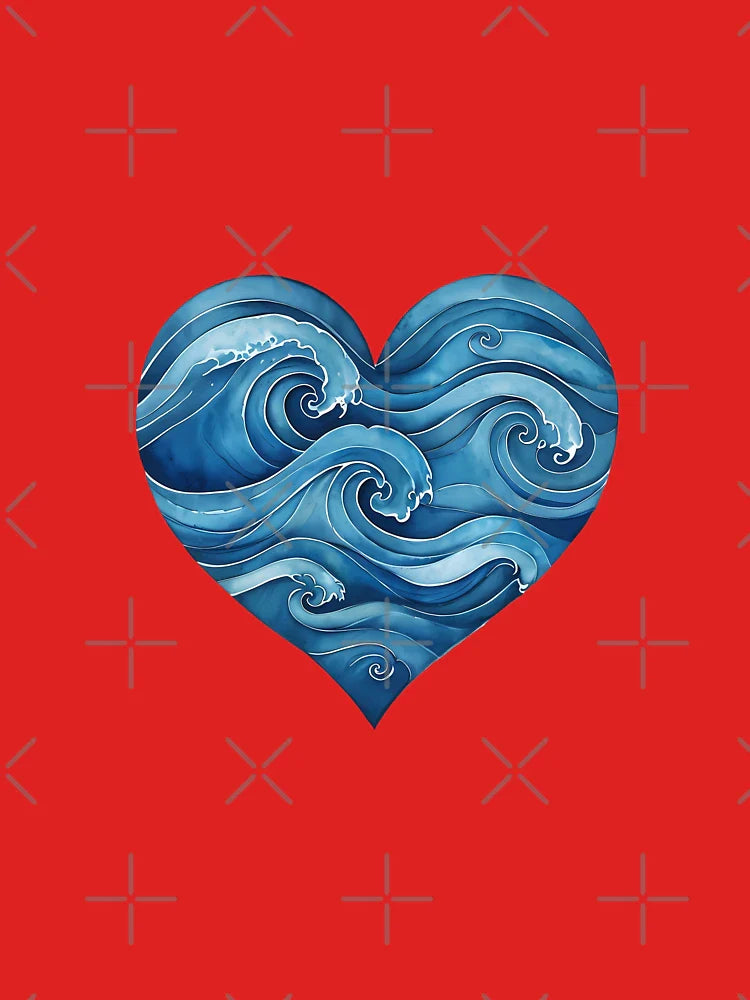 Blue Wavy Heart Design Classic T-Shirt
