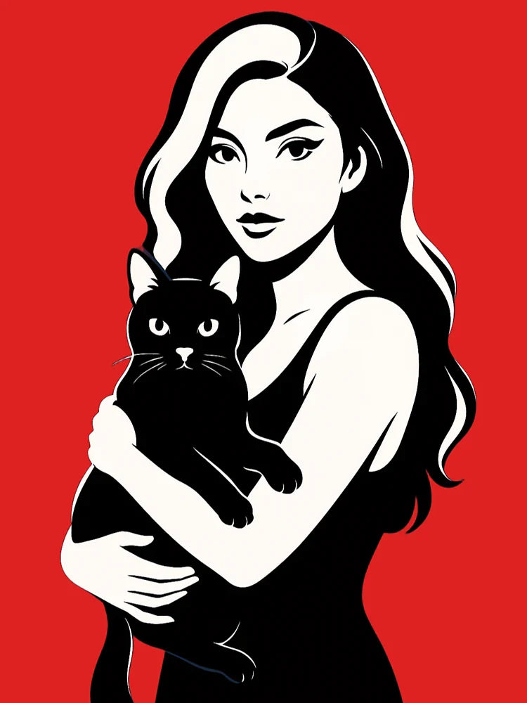 Woman holding her cat in her arms Portrait Classic T-Shirt