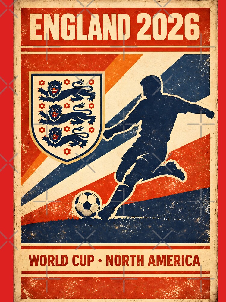 England 2026 – Retro World Cup Matchday Poster by WhisperFrame