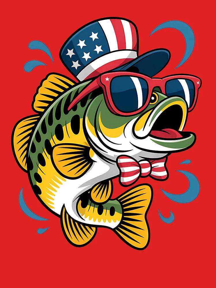Bass Fish 4th Of July American US Flag Patriotic Fishing Classic T-Shirt