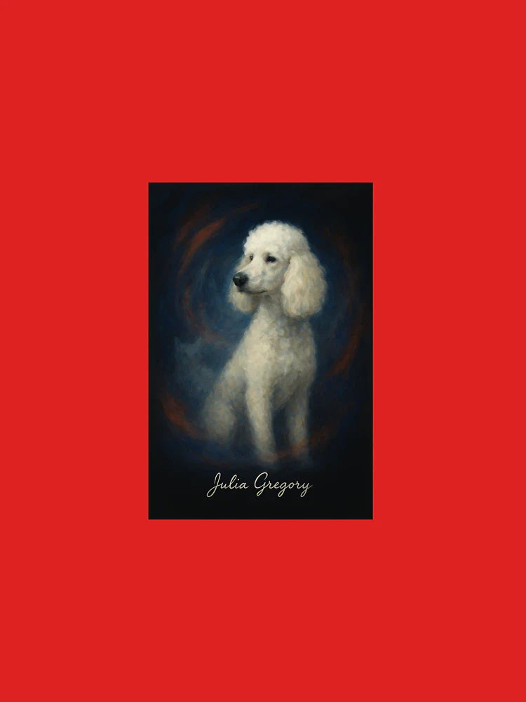 White poodle on black canvas Classic T-Shirt