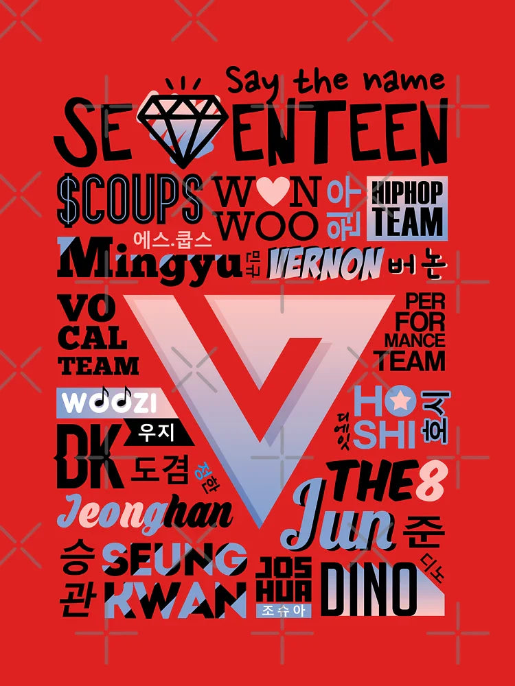 SEVENTEEN Font Collage ver. 2 (Rose Quartz & Serenity) Classic T-Shirt