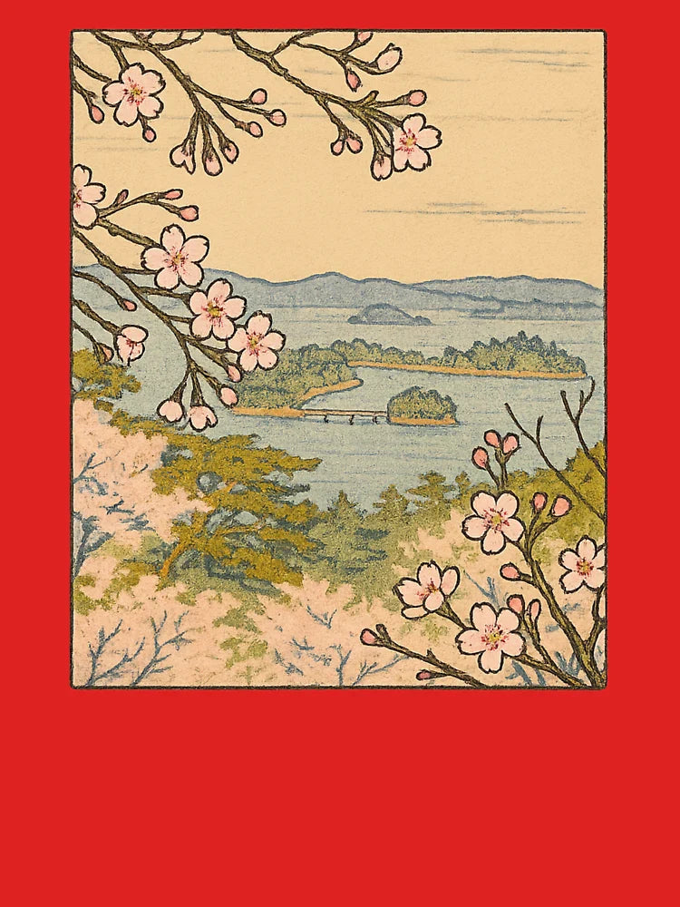 Cherry Blossoms Over Matsushima Bay | Traditional Japanese Ukiyo-e Art Classic T-Shirt