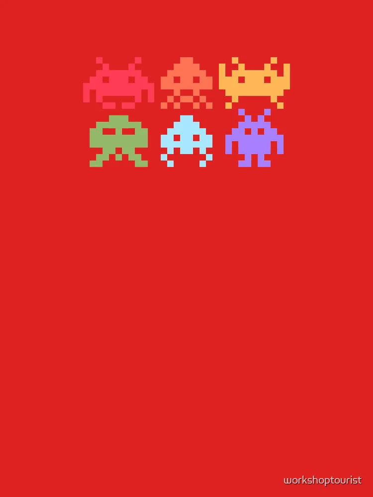 Space Invaders Pixel Art Rainbow Aliens Classic T-Shirt