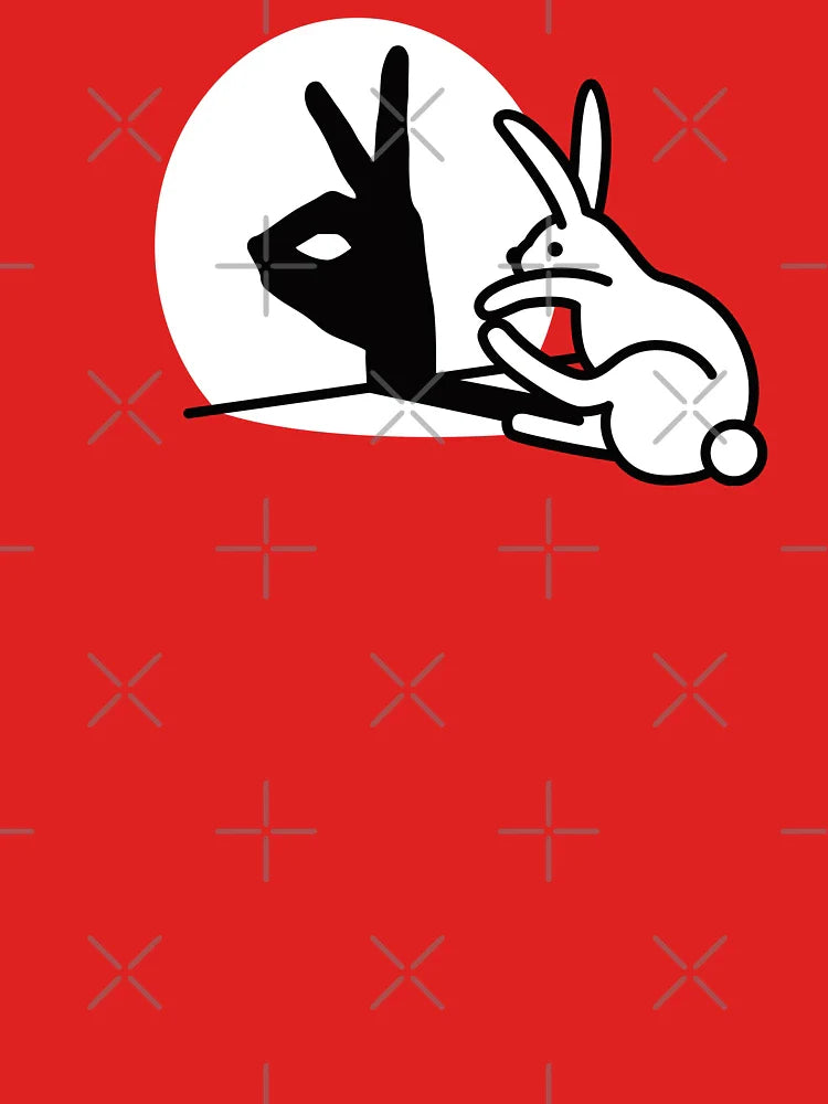 Funny Rabbit hand shadow puppets humor pop art Classic T-Shirt