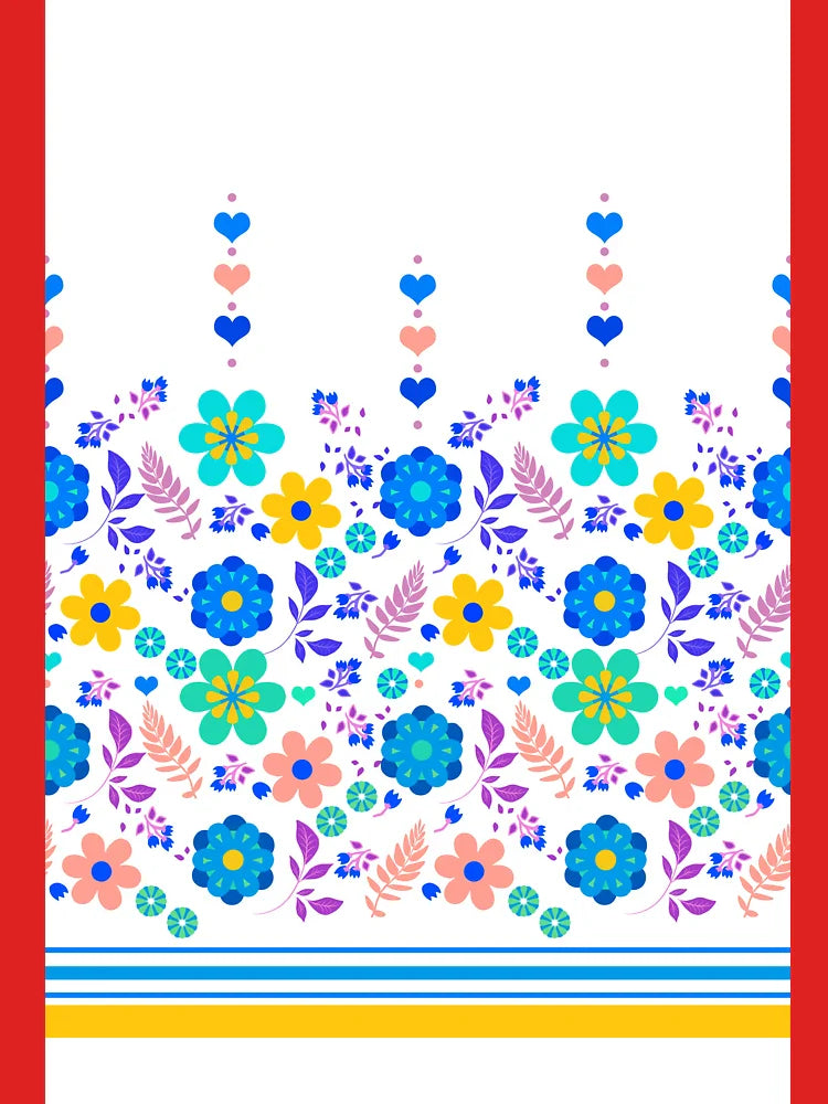 Border Print Floral with Hearts on White  Classic T-Shirt