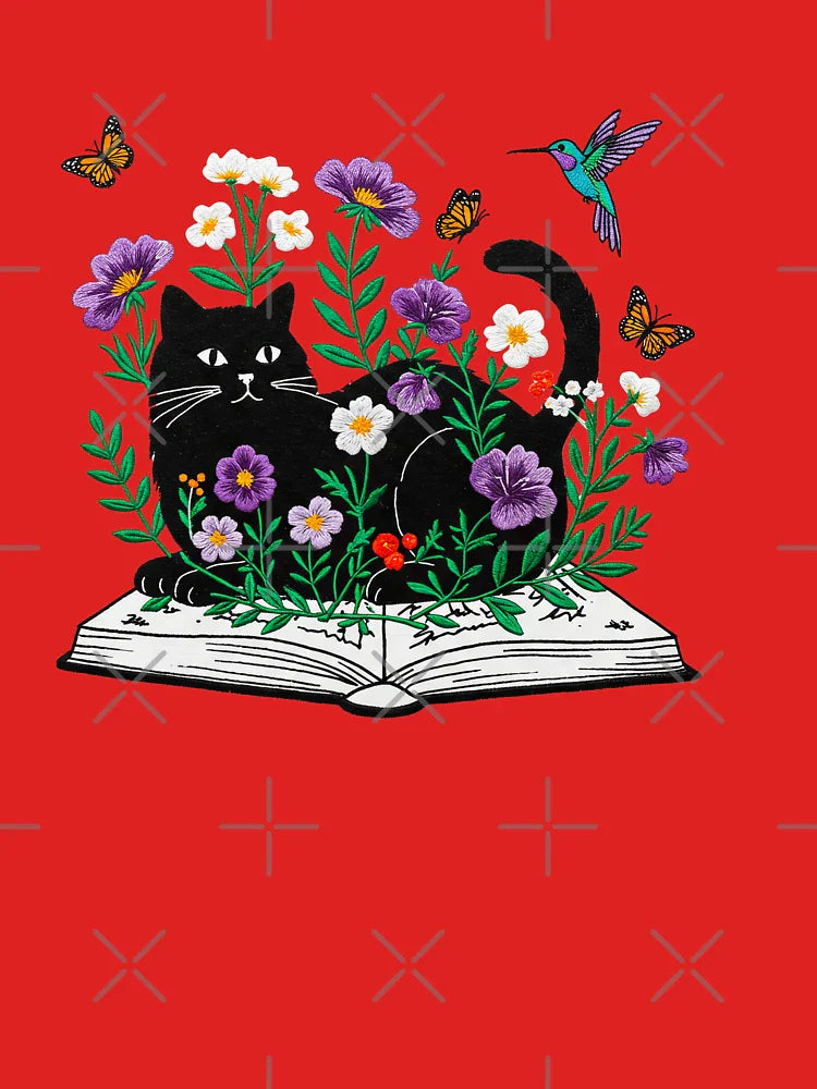 Trio of Gothic Cats with Flowers Classic T-Shirt