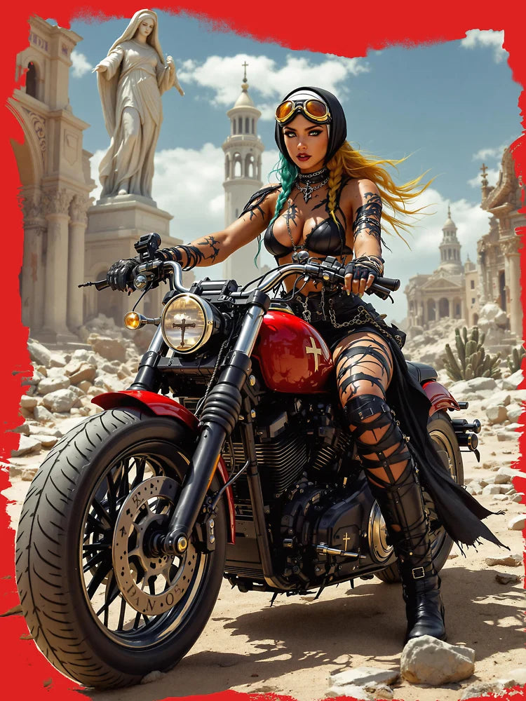 Biker Goddess in Ruins Classic T-Shirt