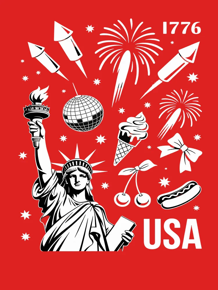 America Coquette Bow Preppy 4th of July Girly Memorial Day Classic T-Shirt