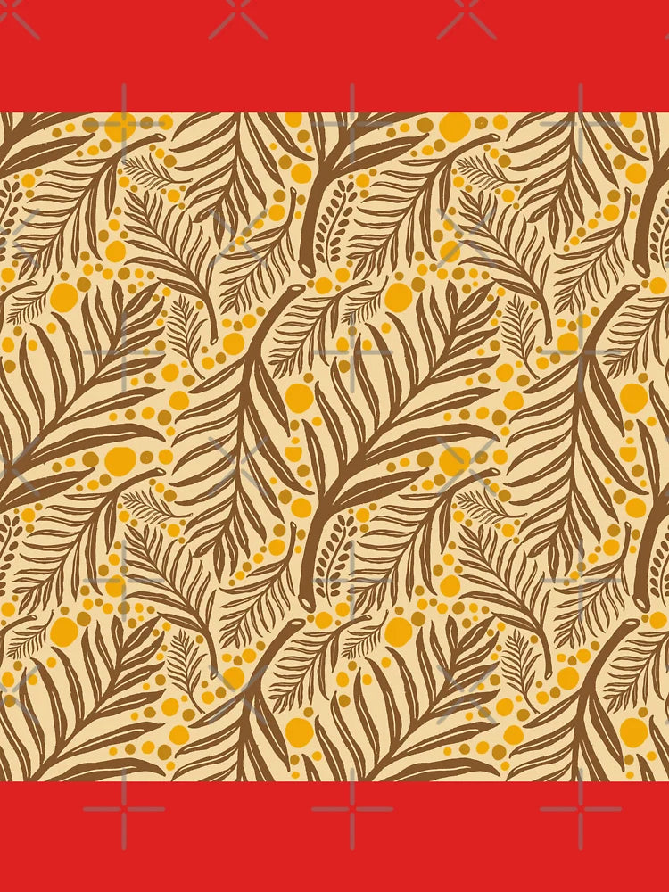 Hand-Drawn Autumn Leaves Seamless Pattern with Dots Classic T-Shirt