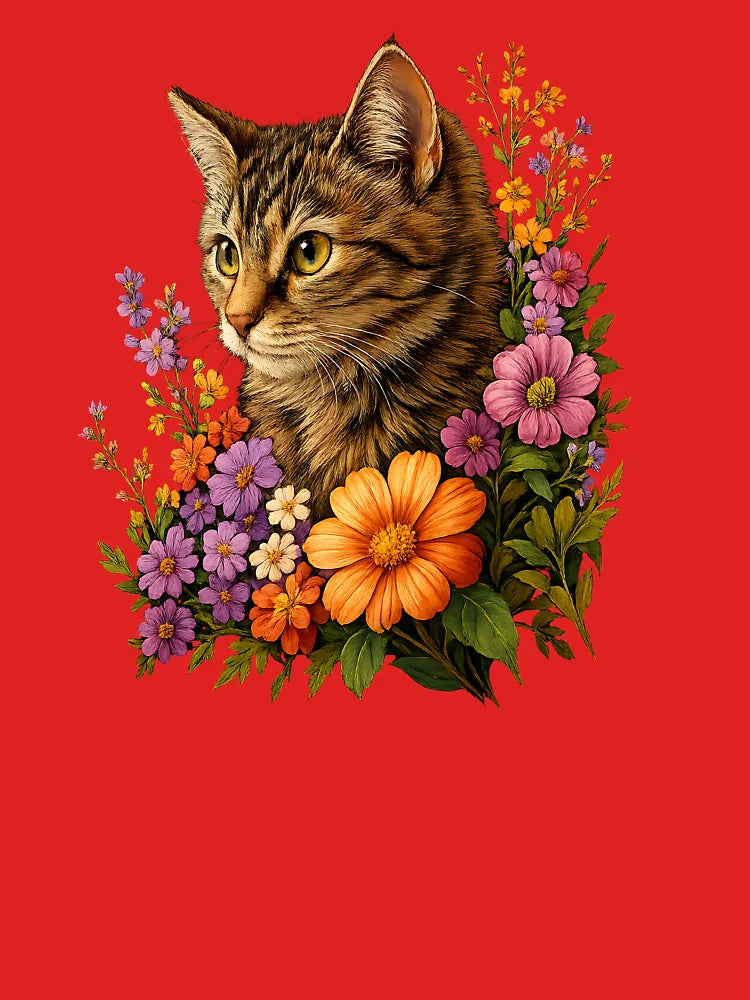 Cat Flower Floral Cute Kitten Graphic Classic T-Shirt