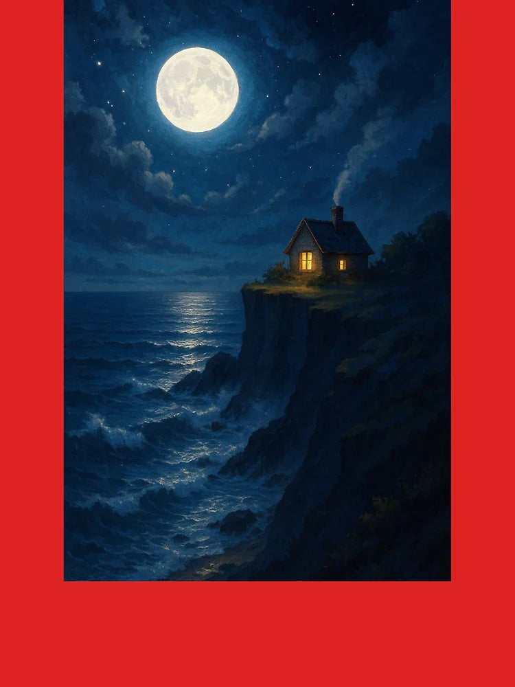 The Breathing Landscape (10/∞) - Cliffside Moonlight Cottage Classic T-Shirt