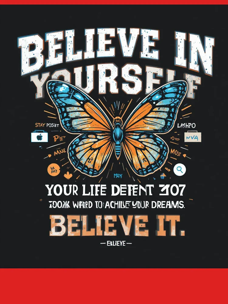 Believe In Yourself Butterfly Motivational Graphic Design Classic T-Shirt