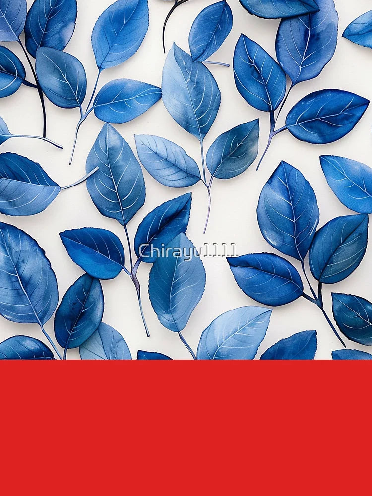 Dark blue leaf pattern on white background  Classic T-Shirt