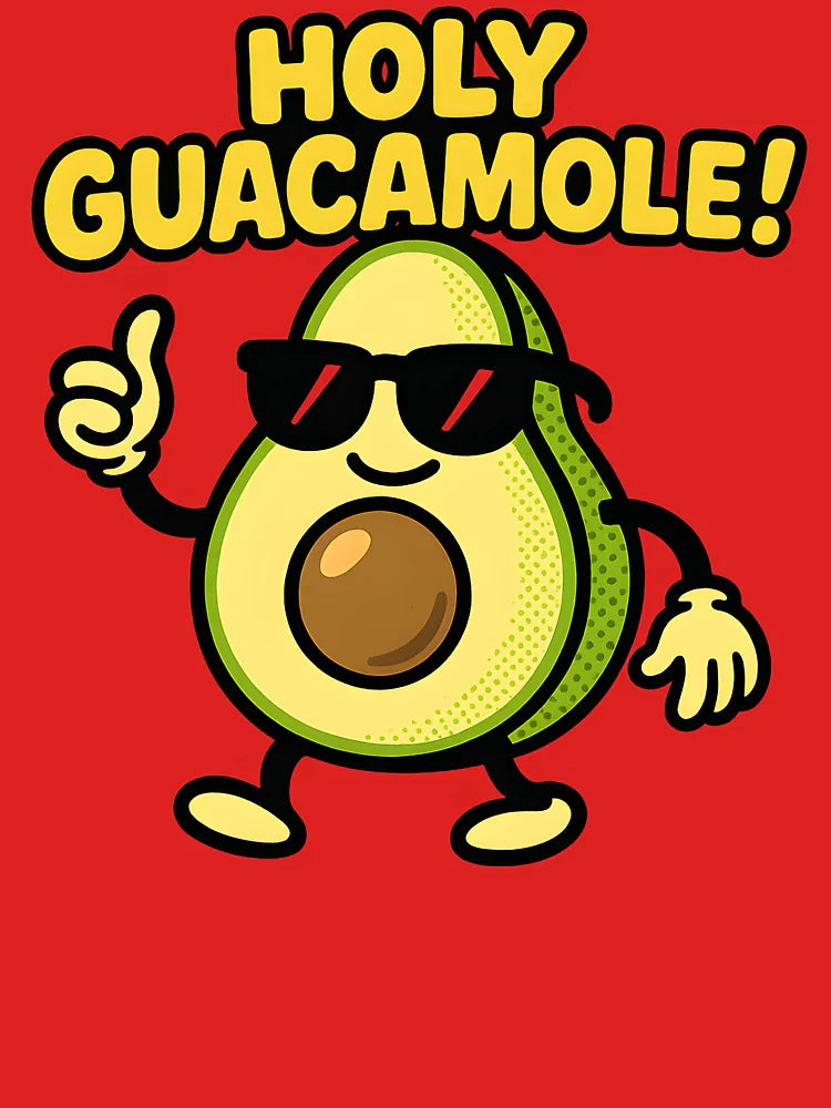 Holy Guacamole Pun T-Shirt - Avocado Cartoon with Sunglasses Art Classic T-Shirt
