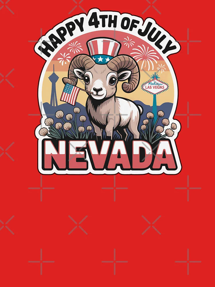 Chibi Bighorn Sheep 4th of July Nevada Sticker | Cute USA Desert Vibes Classic T-Shirt