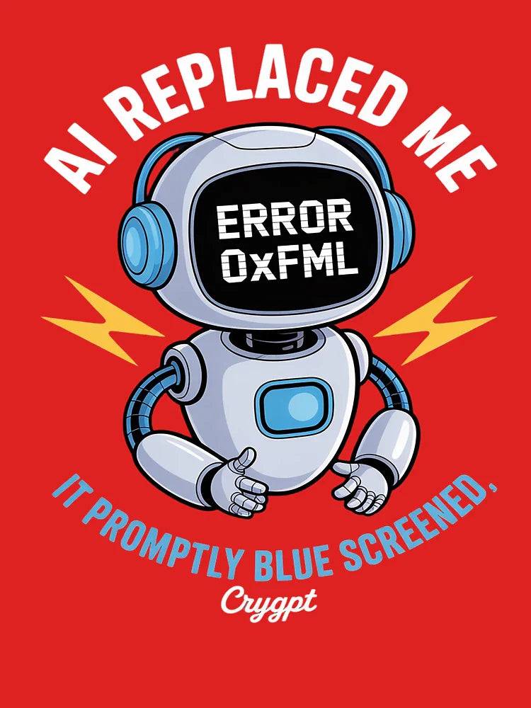 AI Replaced Me Funny Programmer IT Tech Humor Blue Screen Classic T-Shirt