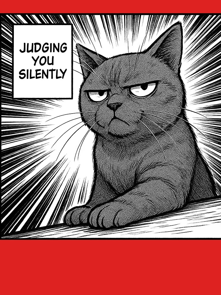 Judging You Silently – Funny Manga Cat Meme T-Shirt Classic T-Shirt