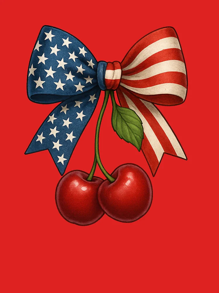 America Cherry Bow – Vintage Patriotic Fruit Artwork Classic T-Shirt