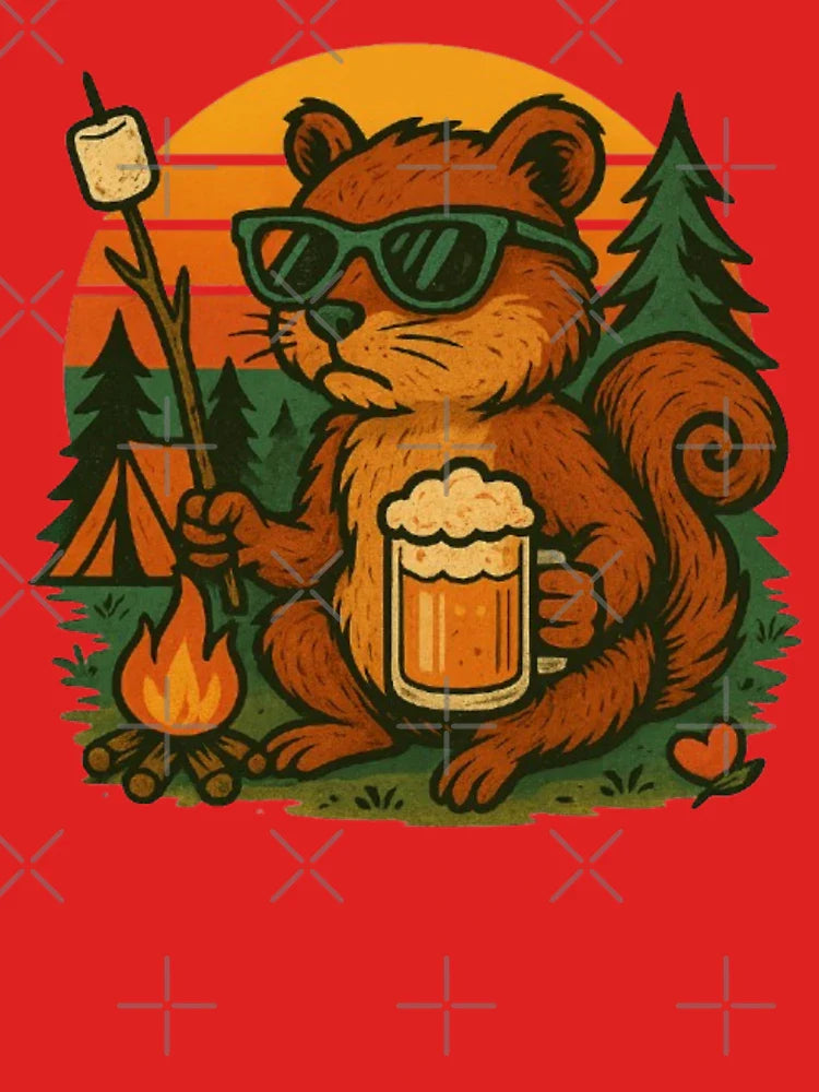 Camping Squirrel with Beer and Marshmallow – Funny Campfire Animal T-Shirt Design Classic T-Shirt