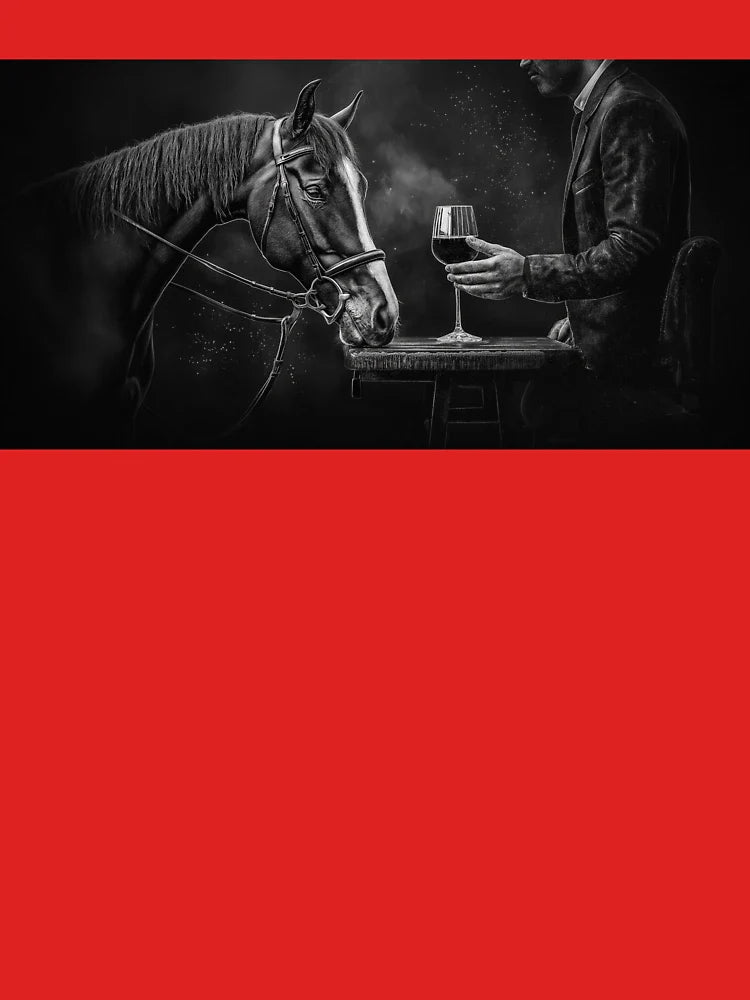 Horse and Rider Unwinding with a Glass Classic T-Shirt