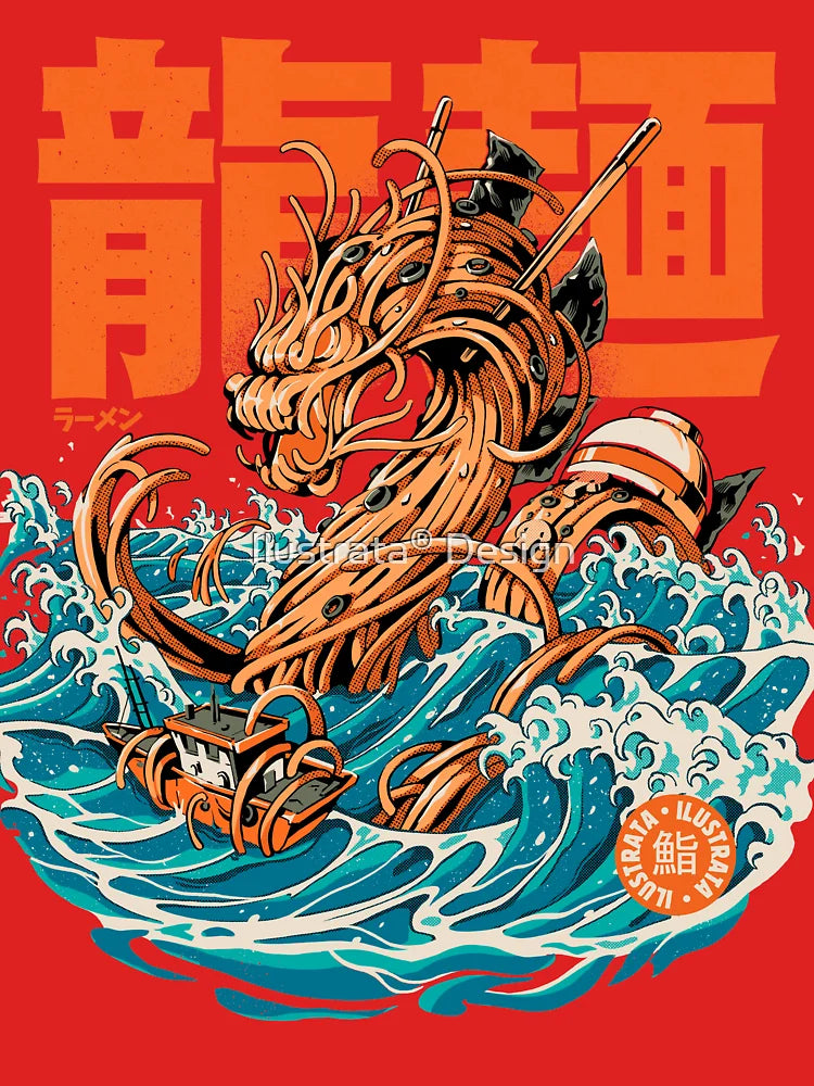 Black Great Ramen Dragon off Kanagawa Classic T-Shirt
