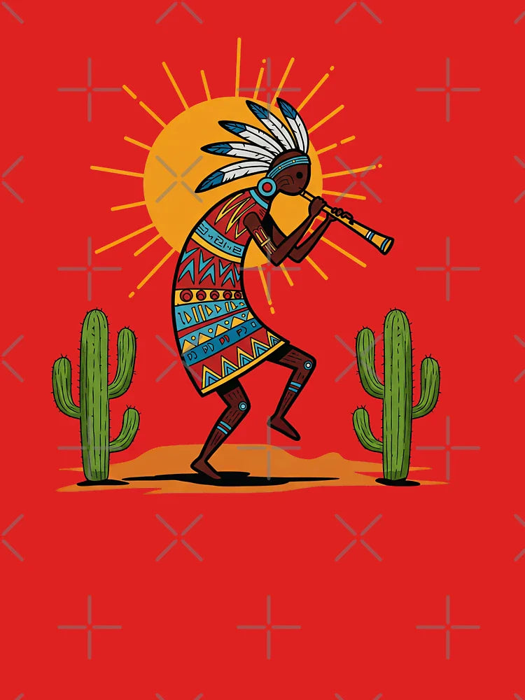 Kokopelli Tribal Figure Playing Flute Classic T-Shirt