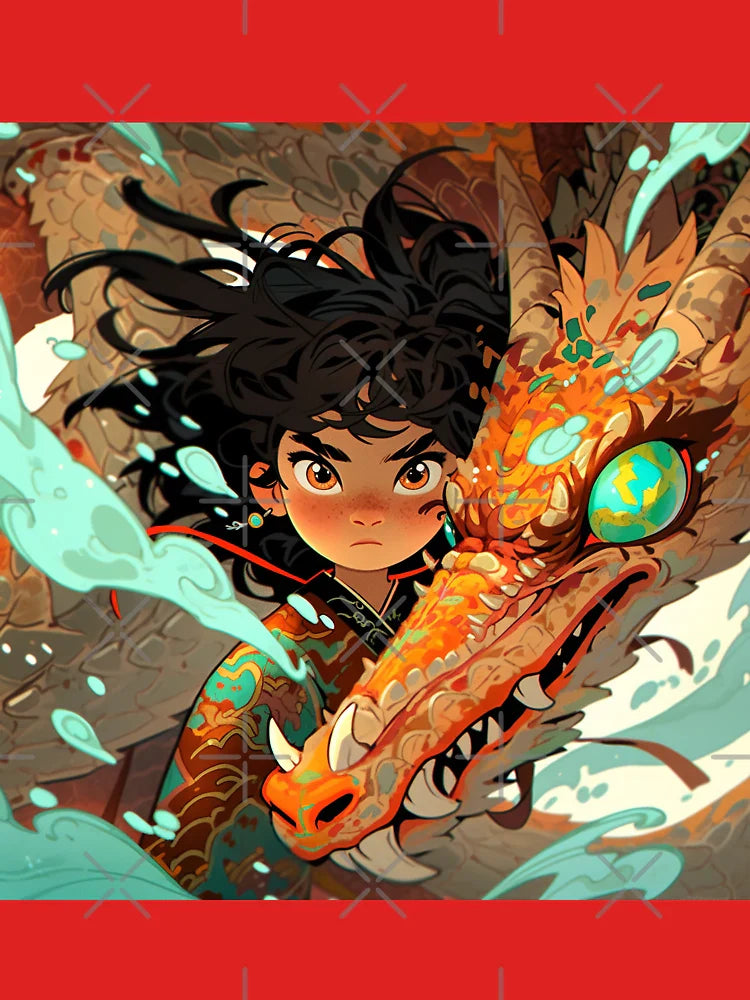 Fearless Girl with Fiery Dragon Classic T-Shirt