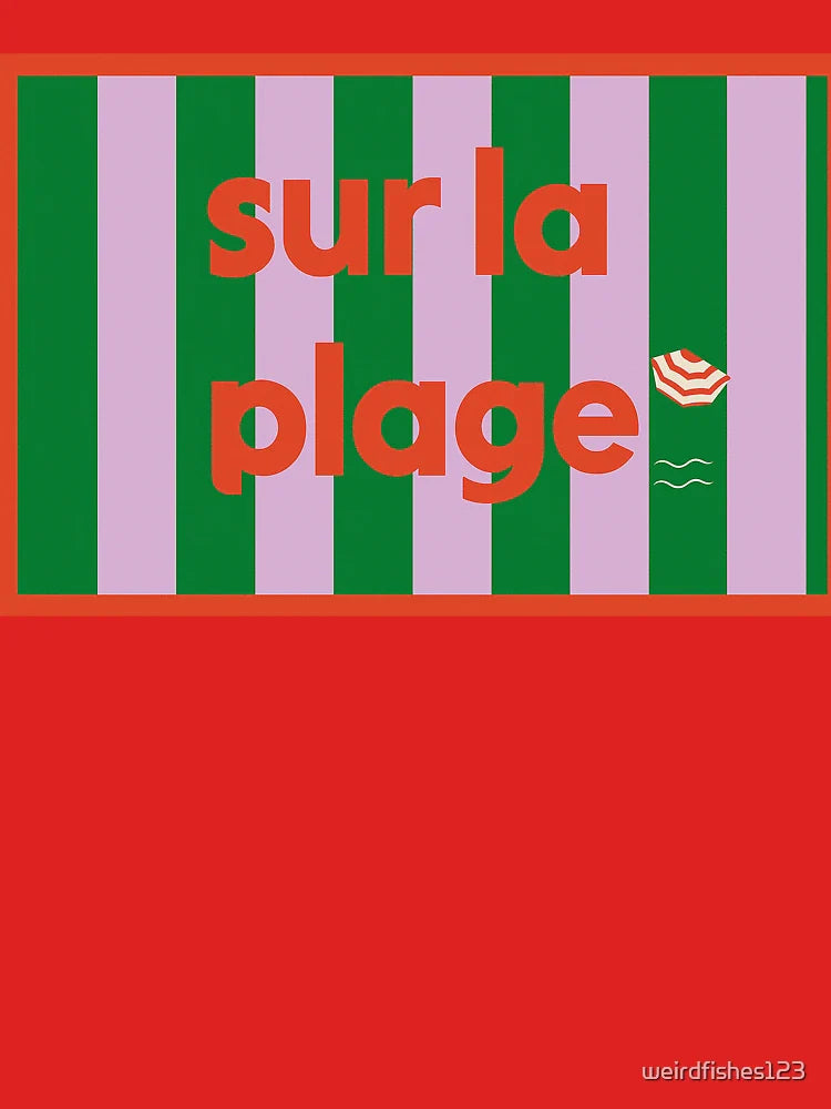 Sur La Plage Retro Beach Art Print Classic T-Shirt