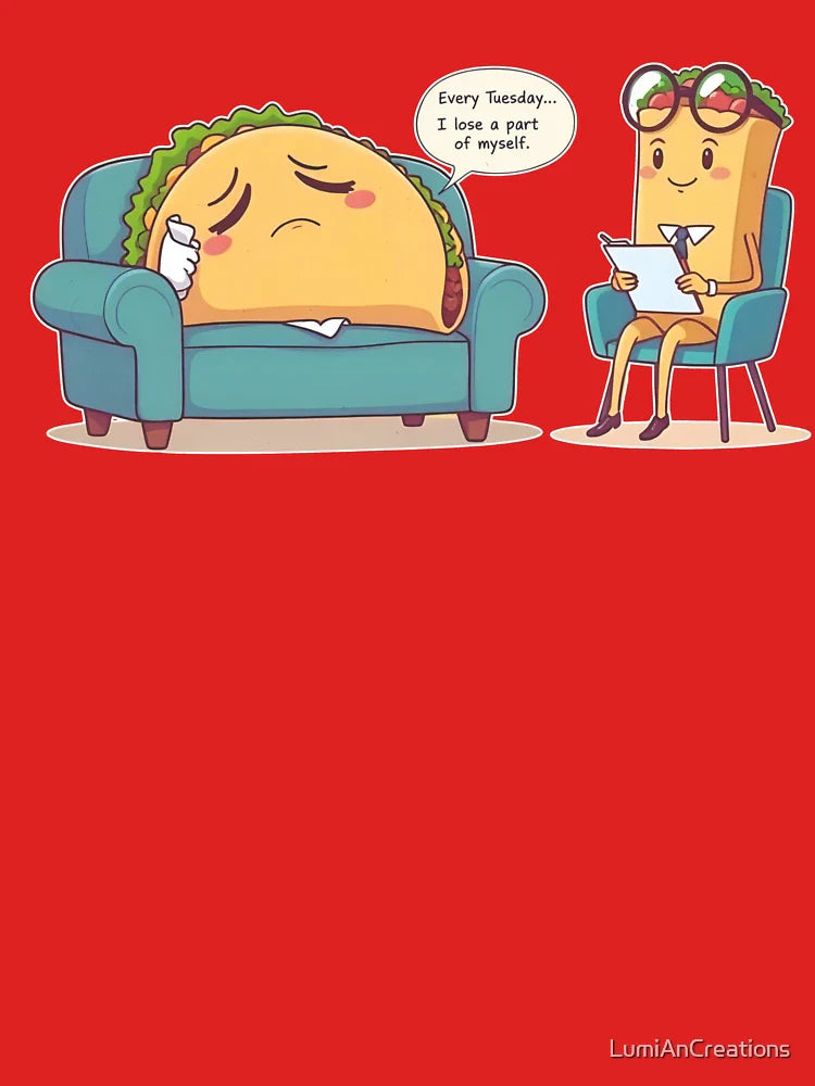 Taco Tuesday Therapy - Funny Cartoon Food Art Classic T-Shirt