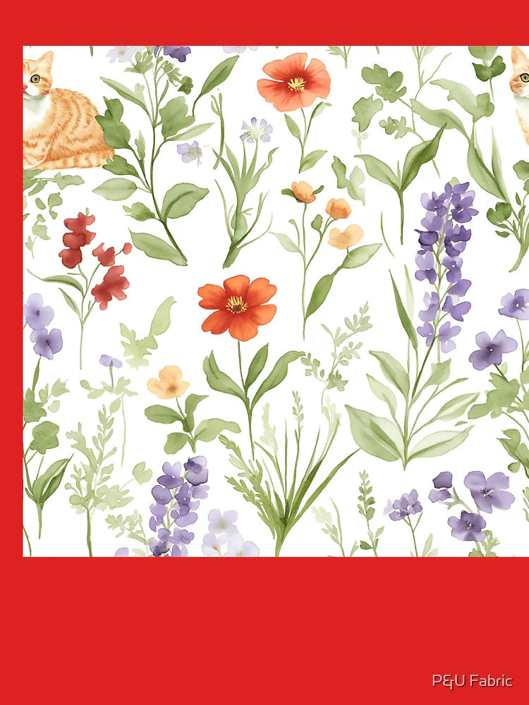 Orange cute cat in flower garden Classic T-Shirt
