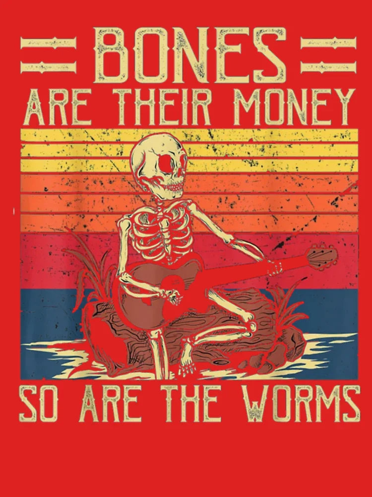 Bones Are Their Money  Skeleton Playing Guitar Retro Vintage Classic T-Shirt