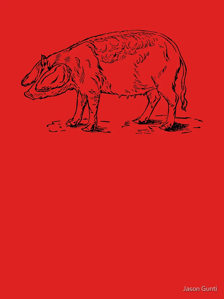 Vintage Style Black And White Pig Classic T-Shirt