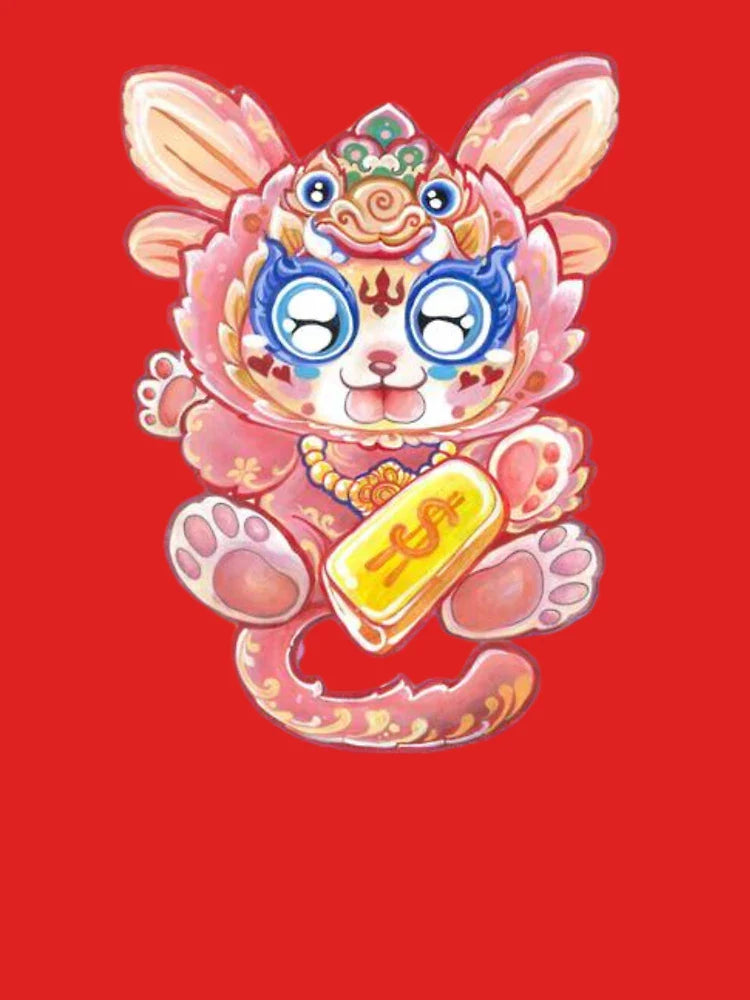 Lalula Lucky Wealth Guardian – Hand-Drawn Mu-Telu Inspired Kawaii Art (No AI) Classic T-Shirt