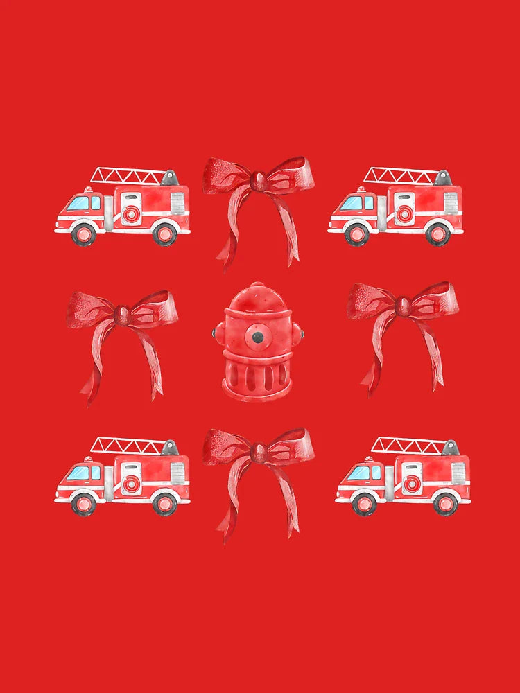 Firetruck Cute Firefighter Trendy Boy Girl Hydrant Bow Coquette Classic T-Shirt