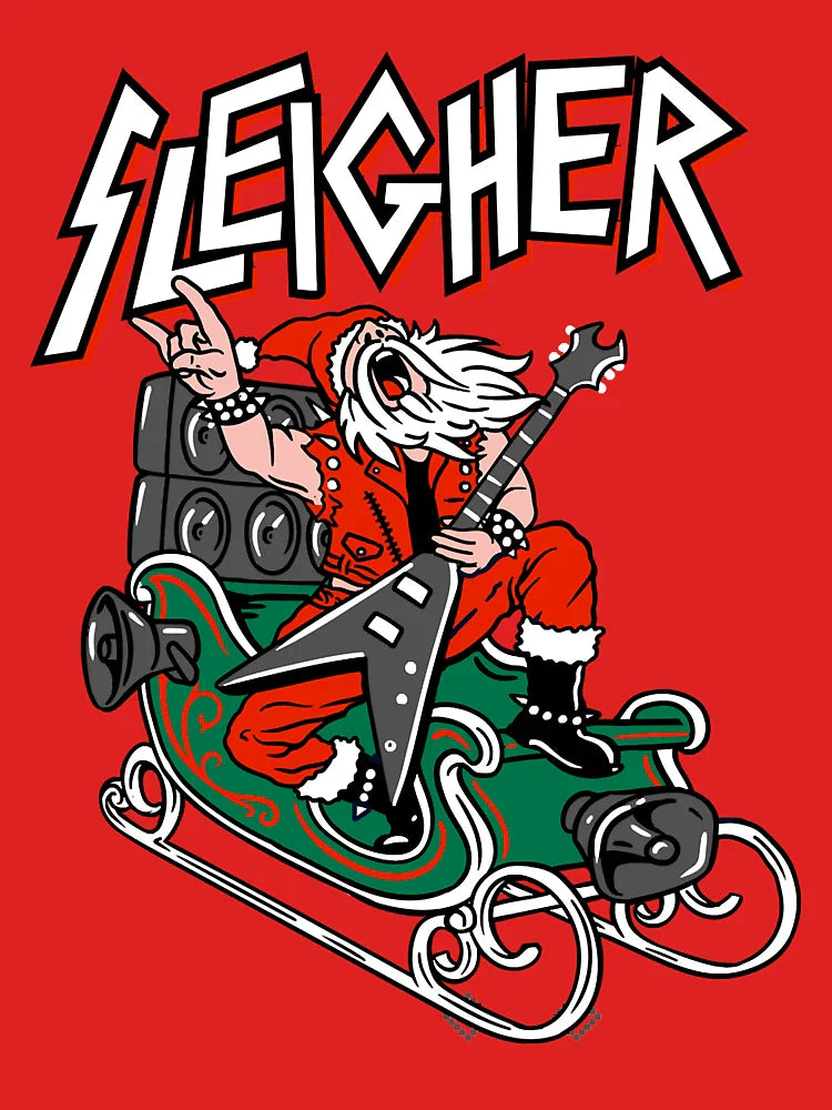 Ugly Christmas Sweater Sleigher - Heavy Metal Santa Classic T-Shirt
