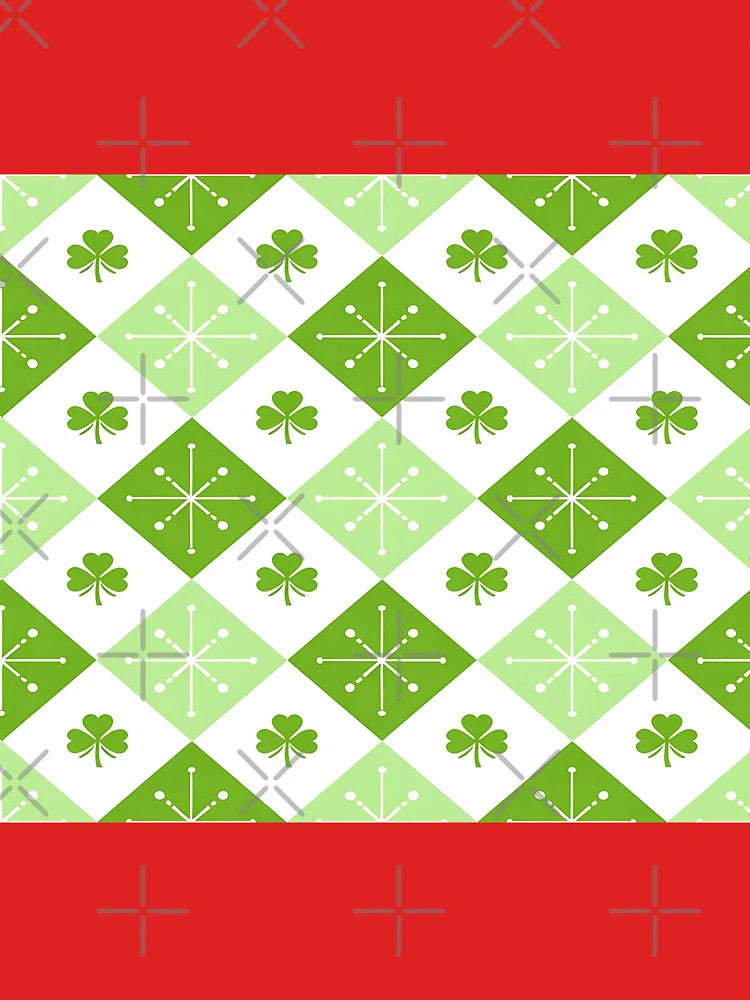 Green Blocks on Clover Floral Pattern Classic T-Shirt