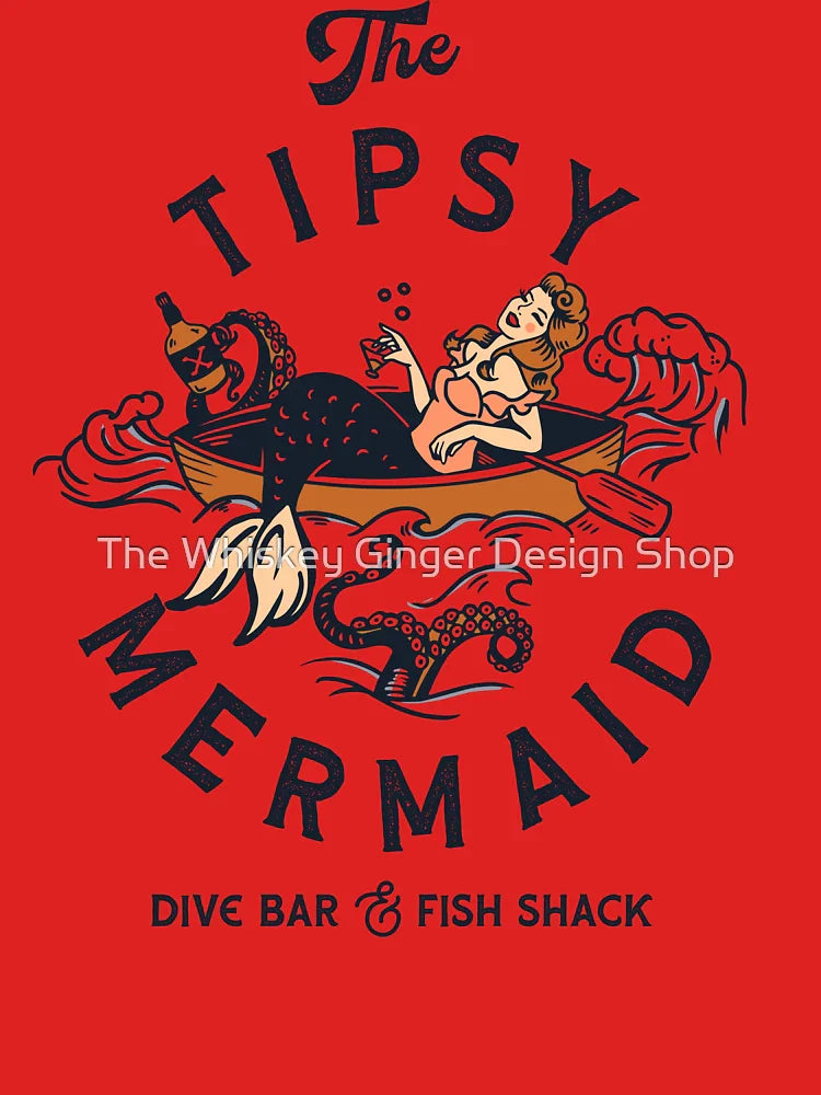 The Tipsy Mermaid Dive Bar & Fish Shack. Vintage Pinup Girl Art Classic T-Shirt