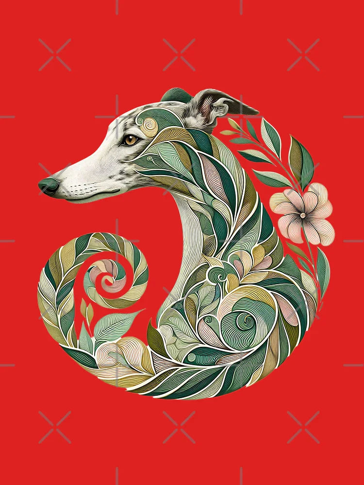 Whippet Dog Botanical Nature Art Illustration3 Classic T-Shirt