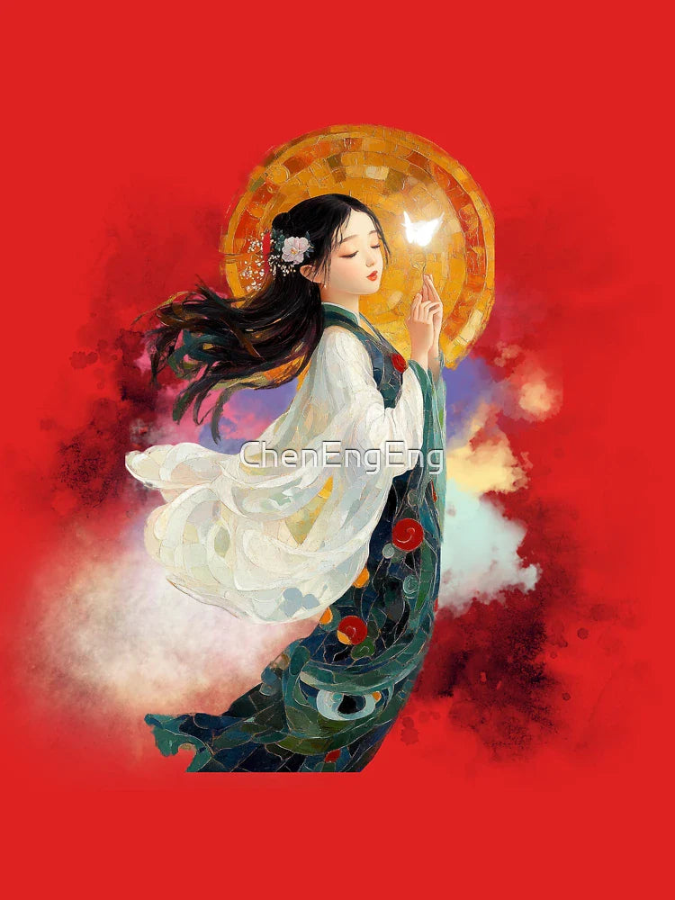 Serene Asian Beauty - Whimsical Watercolor Art Print Classic T-Shirt