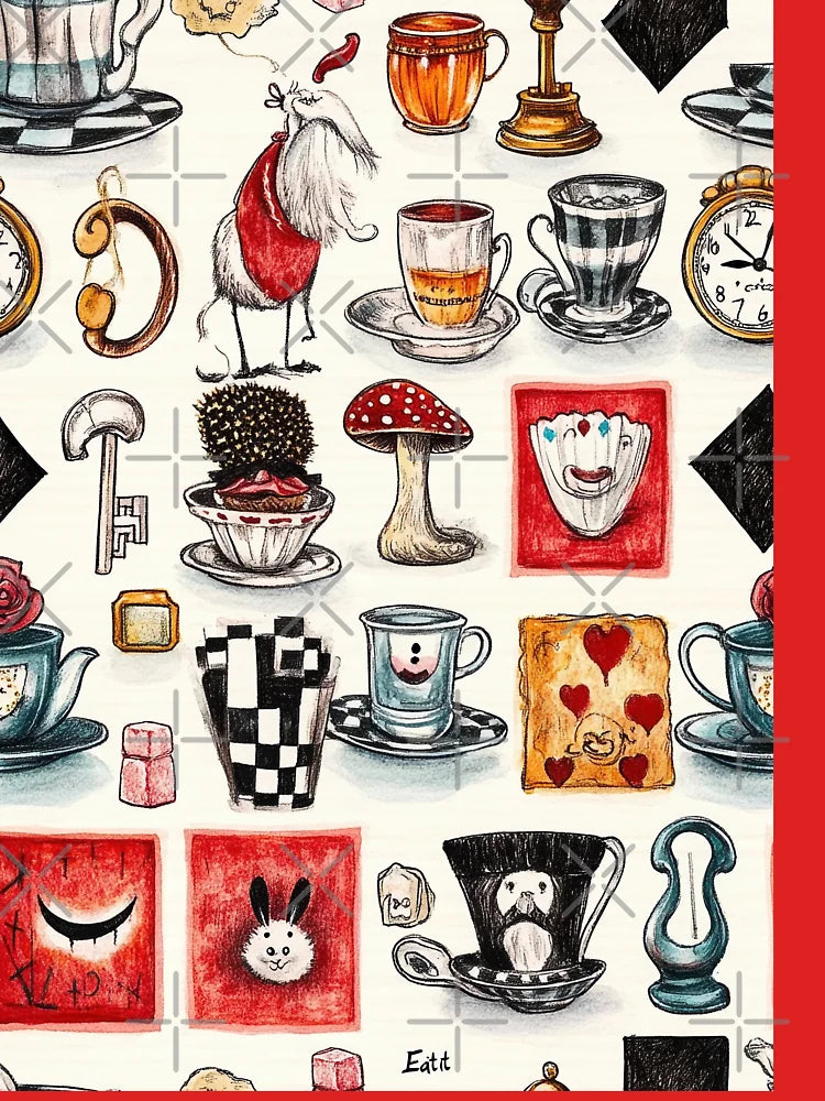 Curious Tea Time With Floating Smiles And Cards Classic T-Shirt