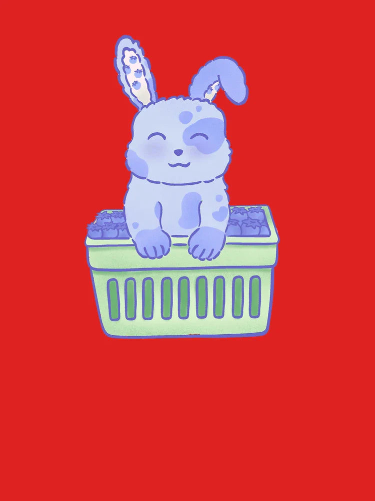 Blueberry Bunny in Shopping Basket – Cute Kawaii Pastel Animal Design Classic T-Shirt
