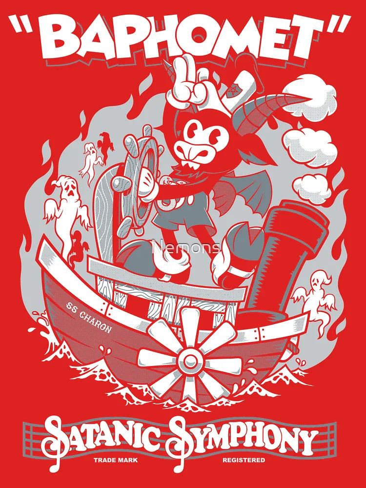 Vintage Cartoon Baphomet - Steamboat Baphy - Occult - Satanic Symphony Classic T-Shirt